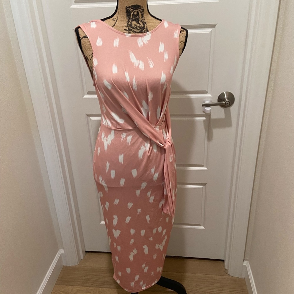 ASOS Light Pink/White Patterned Bodycon Dress size 4 - Picture 2 of 4